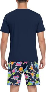 <b>Men</b> <b>Pajama</b> <b>Set</b> Summer Pjs Sleepwear Short Sleeve Graphic Tee and Printed Shorts Novelty Loungewear With Pocket - Product Image 5