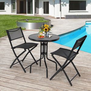 Ensemble de 3 chaises de bistrot pliantes pour usage intérieur et extérieur, meubles de patio - Product Image 1