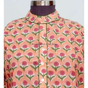 Haut indien floral vintage personnalisé de haute qualité pour femme, style coréen, 100 % coton, écologique, manches bouffantes - Product Image 3