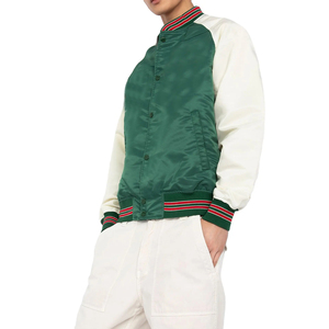 Chaqueta Bomber con Bordado Chenille, Satén de Seda Color Granate, Diseño Frontal con Impresión por Transferencia de Calor Personalizada, Forro, Estilo Urbano, Invierno - Product Image 5