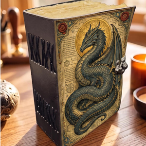 Libro de Hechizos de Fantasía, Libro de Sombras de Dragón, Diario de Cuero Hecho a Mano con Borde Deshilachado y Cierre - Product Image 5