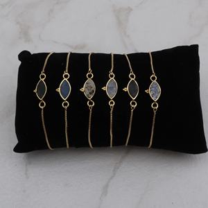 Dalmatian Jasper Adjustable <b>Gold</b> Plated Brass <b>Bracelet</b> Gemstone Trendy Marquise Shape Bezel Set Handmade Wholesale <b>Bracelet</b> - Product Image 6
