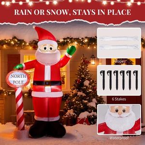 8.2FT <b>Lighted</b> Christmas Inflatable Decoration Funny Outdoor Holiday Yard Decorations Santa North <b>Pole</b> Road Sign Yard Decorations - Product Image 5