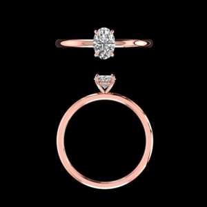 Oval Cut 0.75 Carat Diamond Engagement <b>Ring</b> in 14k 18k Rose Gold Handcrafted Solitaire Bridal Wedding Jewelry for Women <b>Dainty</b> - Product Image 2