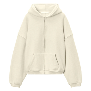 Sudadera con capucha unisex de lujo, estilo streetwear, holgada, con hombros caídos, cremallera, de algodón 100%, gruesa, oversize, lisa, de corte cuadrado, para invierno, a precio económico. - Product Image 3