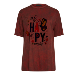 เสื้อยืดแขนสั้นคอกลมพิมพ์ลายเรด บี แฮปปี้ เอฟเวอร์ ดี สำหรับผู้หญิง โลโก้ลำลอง เป็นมิตรกับสิ่งแวดล้อม ผ้าฝ้ายเจอร์ซีย์ ทรงปกติ - Product Image 4
