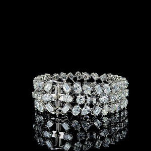 กำไลเทนนิสทองคำขาว 14K หรูหรา ประดับเพชรทรงมรกตหลากหลายเหลี่ยมเจียระไน ผลิตจากเพชรเลี้ยงในห้องปฏิบัติการ สไตล์คลาสสิกสำหรับงานแต่งงาน ได้รับการรับรองจาก IGI เครื่องประดับชั้นดี - Product Image 1