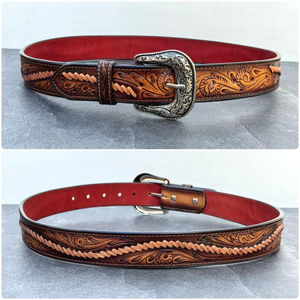 Ceintures en cuir véritable, style western, faites à la main, pour hommes et femmes, ensembles de ceintures en gros - Product Image 4