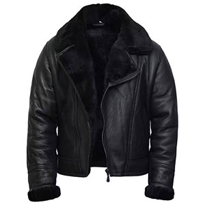 Blouson moto en cuir PU noir pour homme, col montant, fermeture éclair, coupe ajustée, pour l'automne, manches classiques, couleur unie - Product Image 2