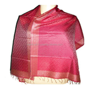 Assorted 22x72 Varanasi Art <b>Silk</b> <b>Scarf</b> Premium Polyester Shiny Knitted <b>Scarf</b> for Women Elegant Soft Fashion <b>Scarves</b> - Product Image 4