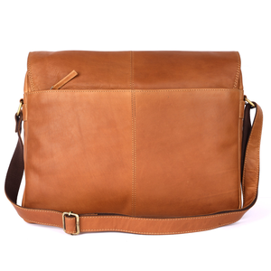 Best Quality Classic Leather <b>Laptop</b> Messenger Bag Shoulder Strap Durable Business Travel Case Tan Color Available At Best Price - Product Image 1