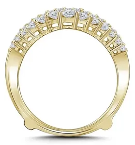 Moissanite Double Band <b>Ring</b> Round Cut Cluster <b>Open</b> <b>Ring</b> Gold Plated Silver <b>Ring</b> Luxury Statement Jewelry - Product Image 2