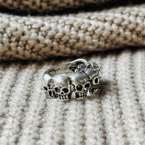 Fashionable Unique Latest Skull <b>Ring</b> Gothic Brass <b>Rings</b> Men Oxidized Silver Finish Punk Skeleton Bands <b>Chunky</b> Jewelry Wholesale - Product Image 1