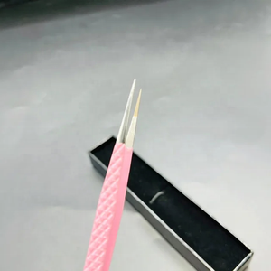 Pince à épiler à pointe droite pour extension de cils couleur rose bébé enduit forte adhérence pince à cils marque privée - Product Image 6