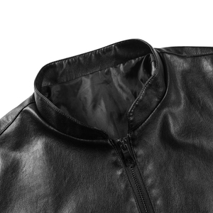 <b>Men</b>’s Black <b>Leather</b> <b>Jacket</b> – Fashion Casual Windproof Warm Winter Outerwear - Product Image 5