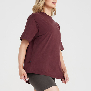 T-shirt d'été à manches courtes en coton tricoté pour femme, coupe oversize, séchage rapide, respirant, écologique, style streetwear - Product Image 2