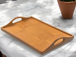 Premium Modern Handcrafted <b>Solid</b> Teak <b>Wood</b> Rectangular Eco-Friendly Serving Tray for Food Coffee Tea Decor with Handles - Product Image 4
