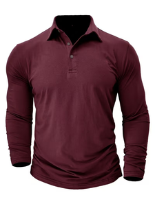 Nouveau style de polo à manches longues pour homme, style européen et américain, couleur unie, commerce transfrontalier - Product Image 6