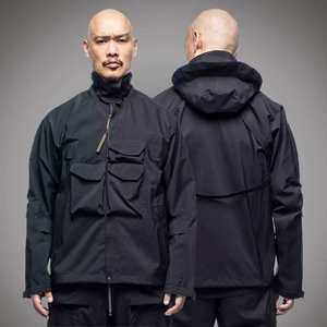 Men Techwear Tactical <b>Jacket</b> Multi-pocket Waterproof Windbreaker Cyberpunk Streetwear Functional Urban Hooded Outdoor Cargo Coat - Product Image 1