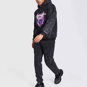 Conjunto de Dos Piezas Personalizado para Hombre: Sudadera con Capucha Slim Fit de Colores Sólidos y Pantalones Jogger Casuales con Efecto Lavado - Product Image 1