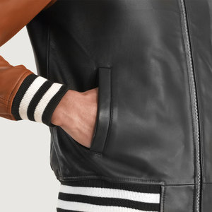 Nouvelle veste de baseball en cuir véritable et laine pour homme, élégante et de couleur différente, style Letterman. - Product Image 6