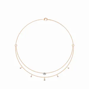 Collar con Colgante de Boda para Mujer HIPHOPSTAR, Diamantes Cultivados en Laboratorio de Corte Redondo y Ovalado de 0.39 Quilates, Cadena de Oro de 18K - Product Image 3