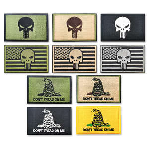 Eco-Friendly Lightweight Tactical Skull <b>Patch</b> American Flag Chenille Embroidery Large Canvas <b>Back</b> <b>Patch</b> Custom Sew-On Tactical - Product Image 5