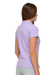 Polo pour femme en coton piqué, couleur unie lavande, manches courtes, coupe classique, tissu tricoté, ODM OEM - Product Image 6