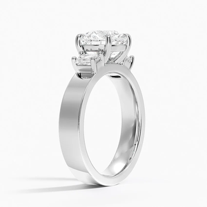 High Polish 925 Sterling Silver Three Stone <b>Diamond</b> <b>Ring</b> Elegant Fine Jewelry Bridal Engagement Wedding Anniversary Collection - Product Image 1