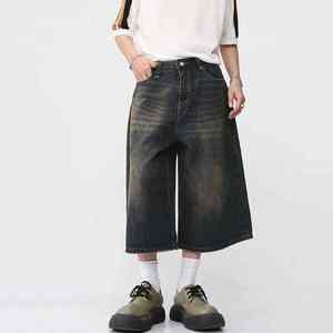 Summer Breathable Light Wash Custom Mens Straight Baggy Distressed Vintage Woven Belt Crystal Detail Streetwear - Product Image 2