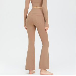 Nouveaux Leggings de Yoga pour Femme, Taille Mi-Haute, Respirants, Sans Coutures, Tricotés, Moulants, Longueur Intégrale, Coupe Évasée, pour la Gym - Product Image 3