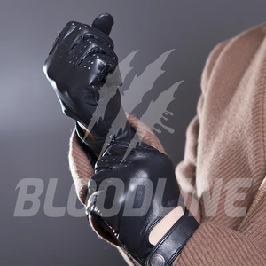 Guantes de cuero negro sin forro, térmicos, estilo liso, para uso diario en invierno - Product Image 4