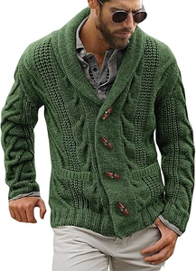 Custom <b>Vintage</b> College Letterman Knitted Cardigan with Button Decoration Trending Winter ODM OEM Services Printed Pattern - Product Image 2