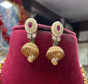 Conjunto de collar de Gargantilla étnica de diseñador para mujer, abalorio radiante brillante clásico, chapado en oro brillante tradicional para bodas y fiestas - Product Image 2