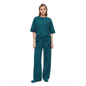 Women Heart Print Two Piece Outfit Casual Oversized T Shirt and Wide Leg Pants Comfortable Lounge Matching <b>Set</b> - Product Image 6