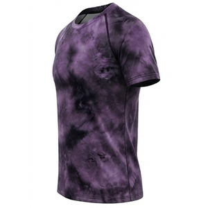 Camiseta Deportiva de Compresión para Hombre, Manga Corta, Tie-Dye, Cuello Redondo, Corte Ajustado, Secado Rápido, Tejido de Punto, Estilo Casual y Deportivo - Product Image 2