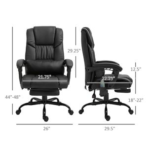 Sedia da Ufficio Nera con Schienale Alto, Massaggio a 6 Punti, Comoda Poltrona Direzionale Reclinabile con Supporto Lombare in Alluminio e Cuscino Vibrante - Product Image 3