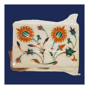Joyero de mármol hecho a mano Super Stone con caja de almacenamiento de fregona, artículo de regalo, arte de flores florales naturales, diseño de concha de mar, caja de fregona de mármol - Product Image 6