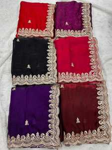 <b>Red</b> Hand Drawn Silk <b>Saree</b> Women Traditional Indian Pakistani Wedding Floor-Length Ethnic Sari Regular Fit All Seasons - Product Image 6