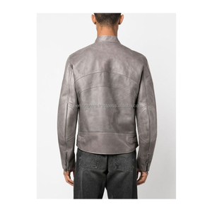 Chaqueta de piel auténtica personalizada con cremallera para hombre, chaqueta de piel auténtica de buena calidad a precios al por mayor, chaqueta de piel de color personalizada para hombre - Product Image 6