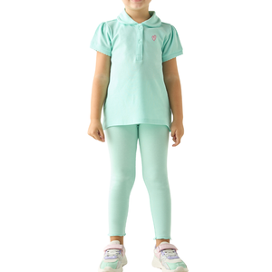 Camiseta Polo Casual para Niñas, Bordada con Corazón, de Punto, Poliéster/Algodón, Manga Corta, Personalizable, al por Mayor - Product Image 4