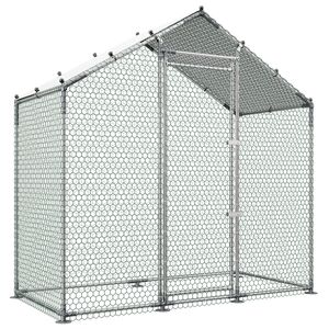 Grande Pollaio in Metallo 6.6 X 3.3 X 6.6 ft Impermeabile con Area Esterna e Tetto a Punta, Gabbia per Galline con Struttura Robusta - Product Image 1