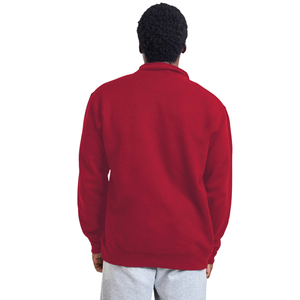 เสื้อสเวตเชิ้ตผู้ใหญ่แบบซิป 1/4 สีแดงเชอร์รี่อ่อน ผ้าฟลีซเนื้อนุ่ม เสื้อพูลโอเวอร์แขนยาวแบบมีซิป คอวี  สำหรับใส่ลำลอง อุ่นสบาย รับผลิตตามสั่ง ขายส่ง - Product Image 3