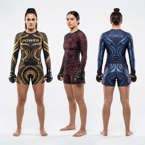 Conjunto de Rashguard de MMA para Mujer Prime, Manga Larga y Pantalones Cortos, Estampado por Sublimación, Ajustado, Transpirable, de Secado Rápido y Elástico - Product Image 6