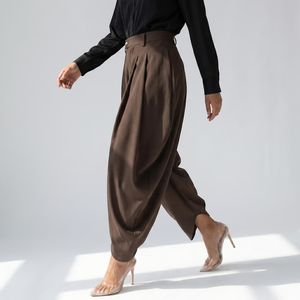 Women's High Waisted Striped Harem <b>Pants</b> Cotton Bamboo Fiber Loose Fit Ankle Length Elastic Waist Casual Autumn Trousers - Product Image 3
