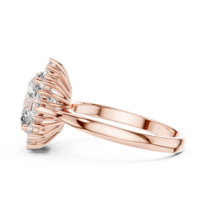 Anillo de Compromiso con Halo de Moissanita de Corte Ovalado, Oro Rosa, Plata de Ley 925, Anillo de Boda con Diseño Floral para Mujer - Product Image 3