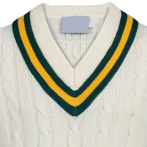 Pull de cricket en molleton 100% coton, tricoté en maille rasée, respirant, printemps-hiver, personnalisable, col en V, tendance - Product Image 3