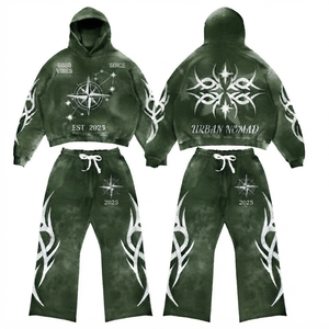 Conjunto Deportivo Y2K Vintage Lavado, Sudadera con Capucha Oversize y Pantalones Deportivos, Diseño Tribal Cyber Sigilism, Ropa Deportiva Urbana - Product Image 3