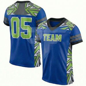 Maillot de football américain respirant à manches courtes avec logo personnalisé par transfert thermique, faible MOQ, vente en gros, sur mesure - Product Image 1