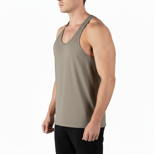 Premium Stitching Sports Running Fitness Training Racerback Undershirt Vest <b>Singlet</b> <b>Mens</b> Workout Wholesale Tank Tops 100% Cotton - Product Image 3